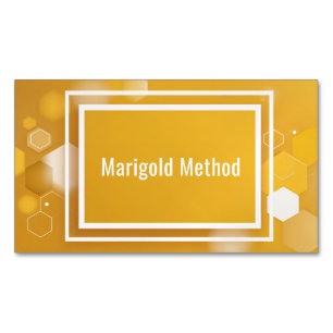 Tarjeta De Visita Magnética Amarillo Miel Vibrante Hexágono Geométrico Minimal