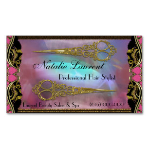 Tarjeta De Visita Magnética Amor a las tijeras dobles rosadas Moda francesa IV