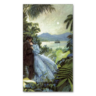 Tarjeta De Visita Magnética Amor vintage y romance, romántica vista tropical