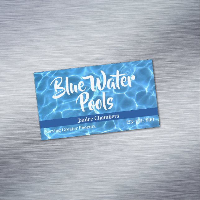 Tarjeta De Visita Magnética Aqua Blue Swimming Pool Photo (In Situ)