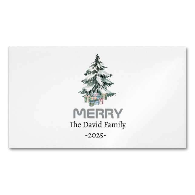 Tarjeta De Visita Magnética Arbol botánico de pino de nieve de cereza (Anverso)