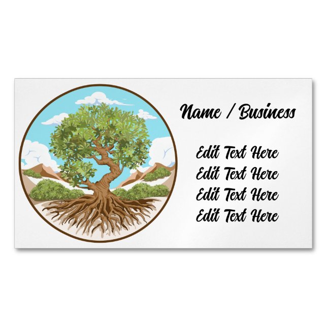 Tarjeta De Visita Magnética Árbol de oliva Símbolo de paz en tierra palestina  (Anverso)