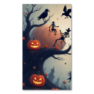 Tarjeta De Visita Magnética Árbol espeluznante de Halloween