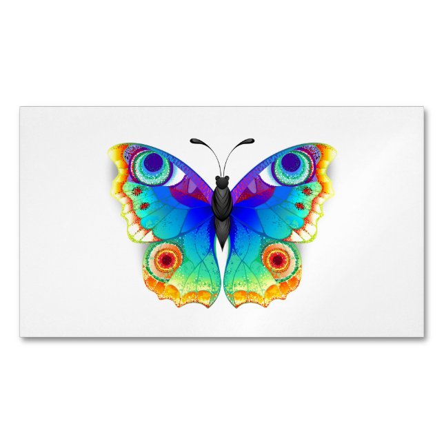 Tarjeta De Visita Magnética Arcoiris mariposa Peacock Eye (Anverso)