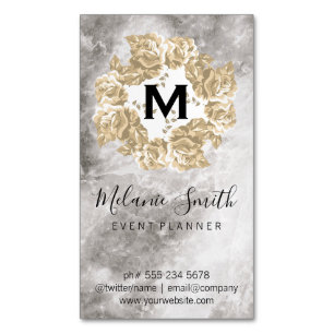 Tarjeta De Visita Magnética Arreglo de flores elegante de mármol