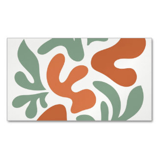 Tarjeta De Visita Magnética arte abstracto de pared en verde salvia y terracot