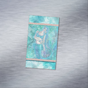 Tarjeta De Visita Magnética Arte de sirena oceánica por Renee Lavoie