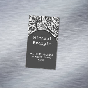 Tarjeta De Visita Magnética Arte Geométrico Negro Y Blanco 15