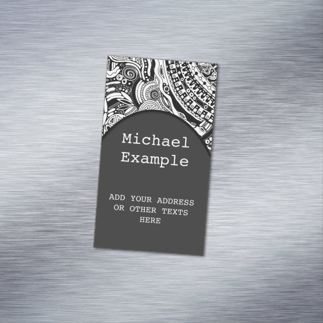 Tarjeta De Visita Magnética Arte Geométrico Negro Y Blanco 15 (In Situ)