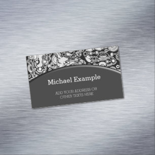 Tarjeta De Visita Magnética Arte Geométrico Negro Y Blanco 3