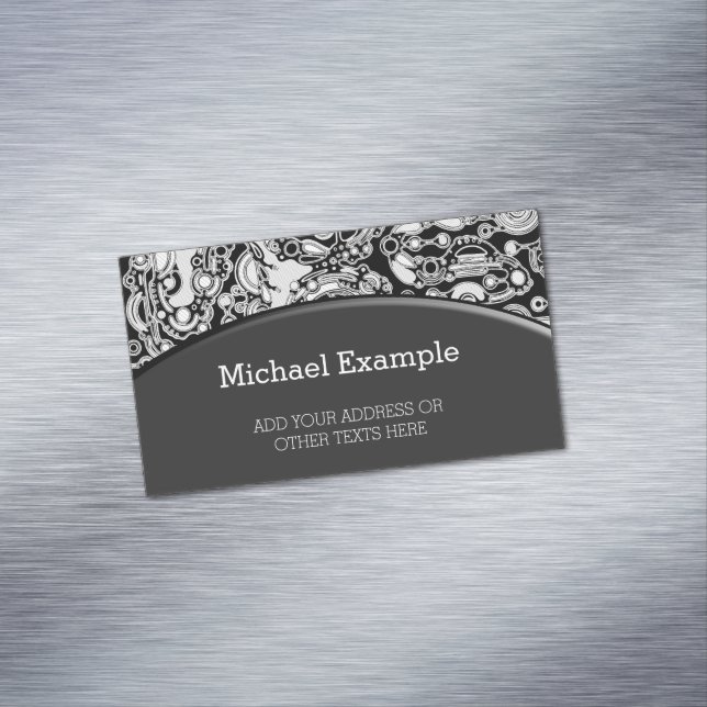 Tarjeta De Visita Magnética Arte Geométrico Negro Y Blanco 3 (In Situ)