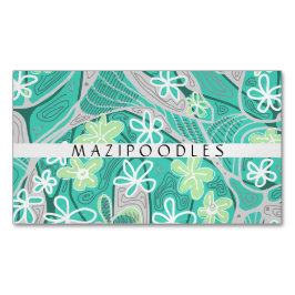 Tarjeta De Visita Magnética Arte Neurofloral Creativo Personal Verde Turquesa 