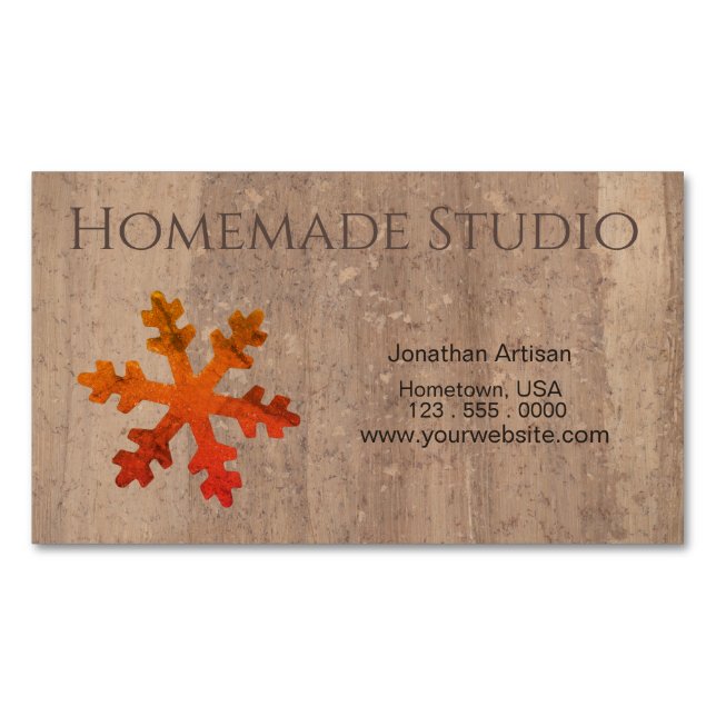 Tarjeta De Visita Magnética Artisan Rustic Christmas (Anverso)