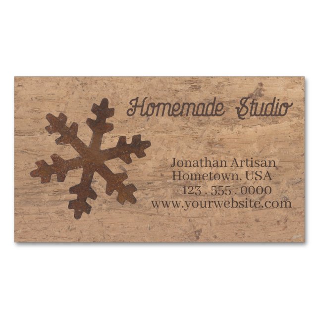 Tarjeta De Visita Magnética Artisan Rustic Christmas (Anverso)