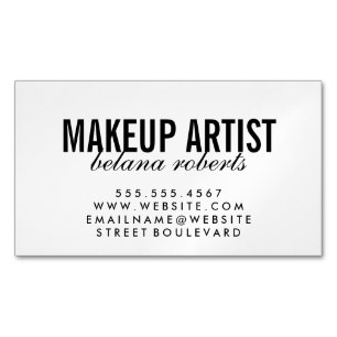 Tarjeta De Visita Magnética Artista de maquillaje Minimalista / (negro / blanc