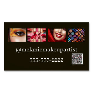 Tarjeta De Visita Magnética Artista moderno de maquillaje fotográfico con códi