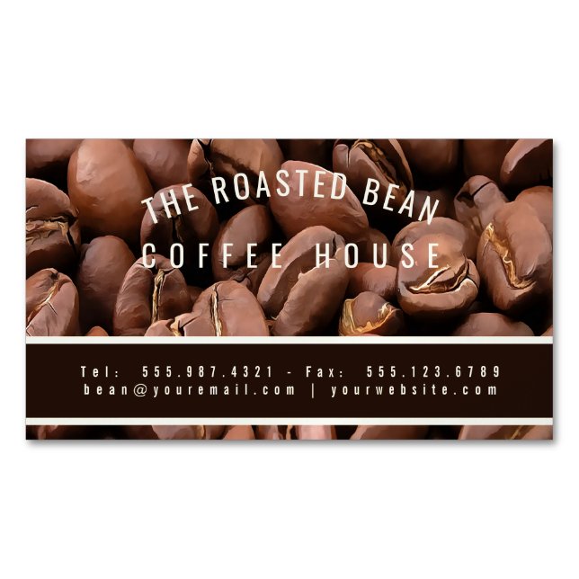 Tarjeta De Visita Magnética Artistic Roasted Coffee Beans Business Card (Anverso)
