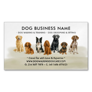Tarjeta De Visita Magnética Aseo de Perros Elegante Acuarela