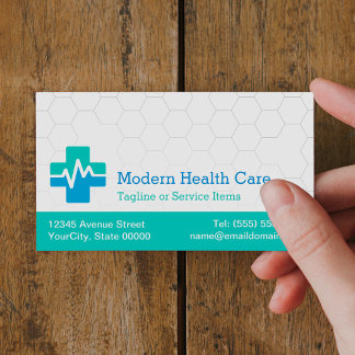 Tarjeta De Visita Magnética Atención médica moderna - Azul verde blanco