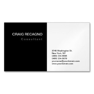 Tarjeta De Visita Magnética Atractiva Llanura Minimalista moderna blanca negra