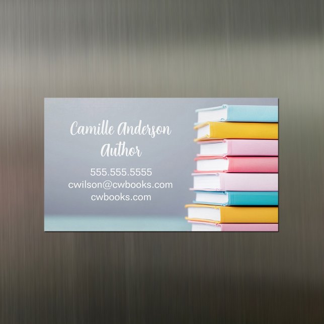 Tarjeta De Visita Magnética Author Book Launch Cute Pastel Freelance Writer (Subido por el creador)