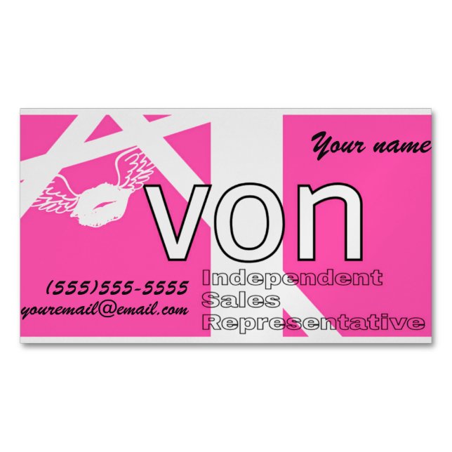 Tarjeta De Visita Magnética Avon rosado personalizado (Anverso)