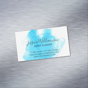 Tarjeta De Visita Magnética Azul, acuarela, moderna, moda