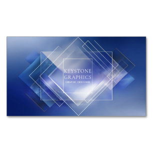 Tarjeta De Visita Magnética Azul Cósmico Geométrico en Capas Modernas