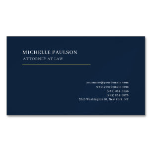Tarjeta De Visita Magnética Azul Marino Elegante Sencillo Profesional Moderno