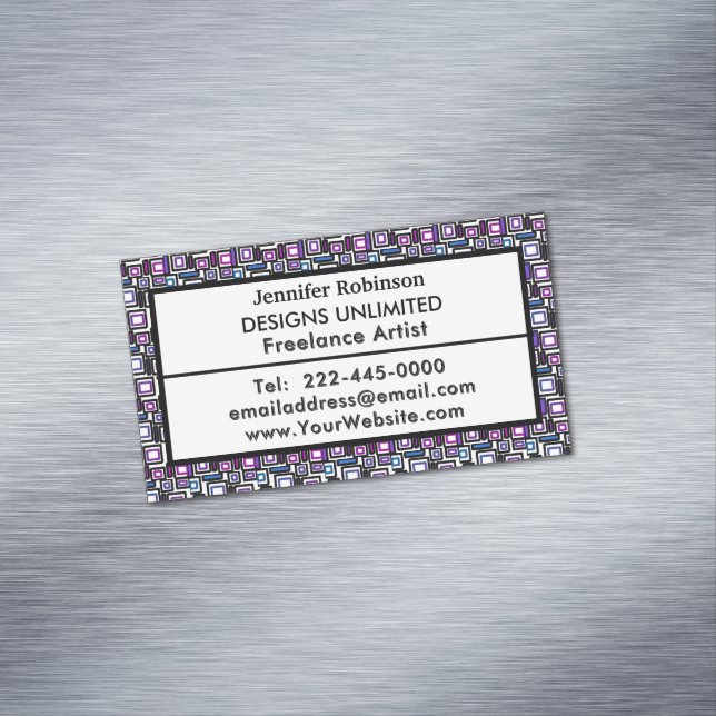 Tarjeta De Visita Magnética Azul púrpura geométrico del negocio (In Situ)