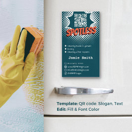 Tarjeta De Visita Magnética Azul sin Spotless: Casa Personalizado Limpiando có