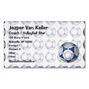 Tarjeta De Visita Magnética Balón de fútbol Patrón azul y blanco pintado