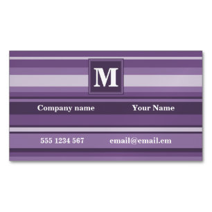 Tarjeta De Visita Magnética Bandas de lavanda monogramo