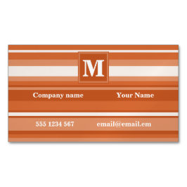 Tarjeta De Visita Magnética Bandas de naranja monogramo