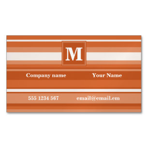Tarjeta De Visita Magnética Bandas de naranja monogramo