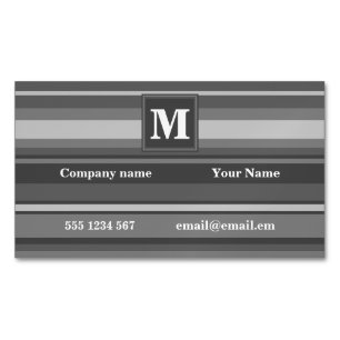 Tarjeta De Visita Magnética Bandas grises monográficas