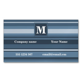 Tarjeta De Visita Magnética Bandas grises y azules de monograma