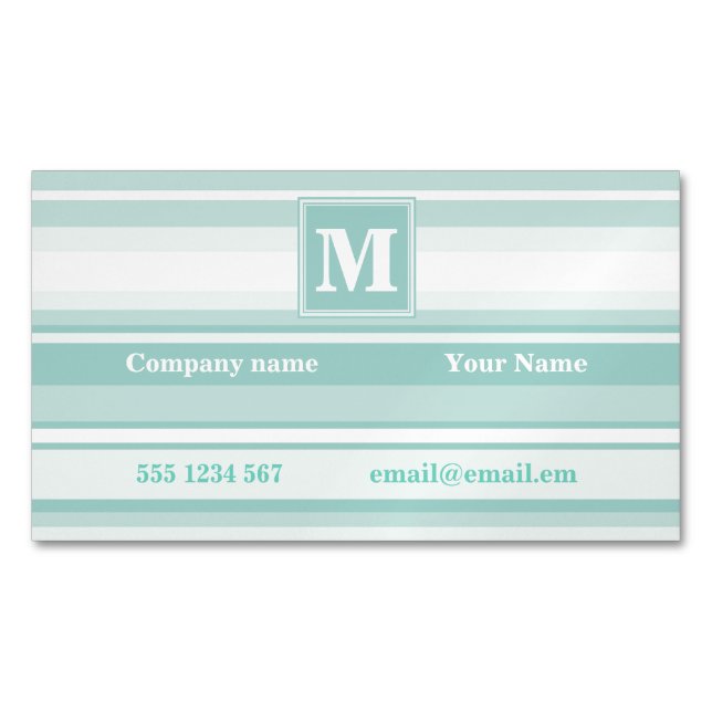Tarjeta De Visita Magnética Bandas verdes monográficas (Anverso)