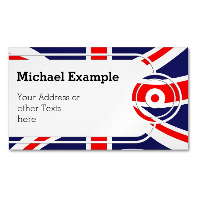 Tarjeta De Visita Magnética Bandera del Reino Unido + tus ideas (Anverso)