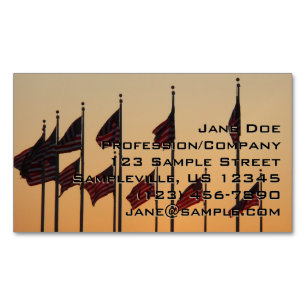 Tarjeta De Visita Magnética Banderas al Atardecer Patriótico Americano USA