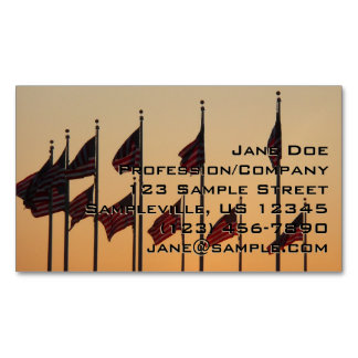 Tarjeta De Visita Magnética Banderas al Atardecer Patriótico Americano USA