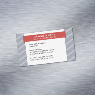 Tarjeta De Visita Magnética Banner rojo gris retro