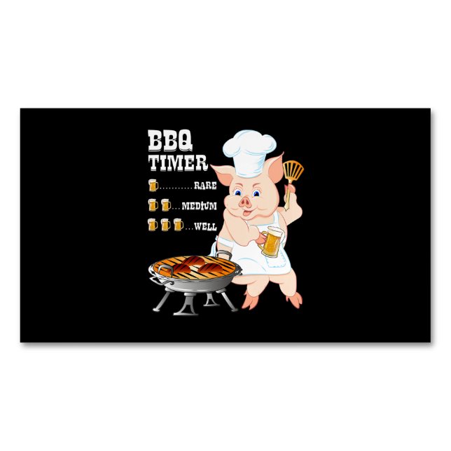 Tarjeta De Visita Magnética Barbacoa | BBQ Timer Pig Grill Barbecue Beer Lover (Anverso)
