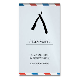 Tarjeta De Visita Magnética Barber Blade Beber Poles Bebé Azul