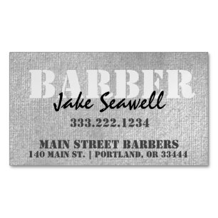 Tarjeta De Visita Magnética Barber gris industrial moderno