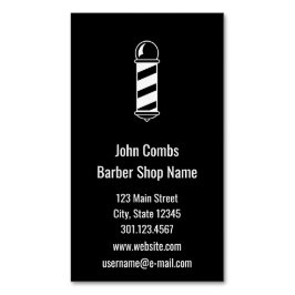Tarjeta De Visita Magnética Barbería blanco y negro de encargo poste