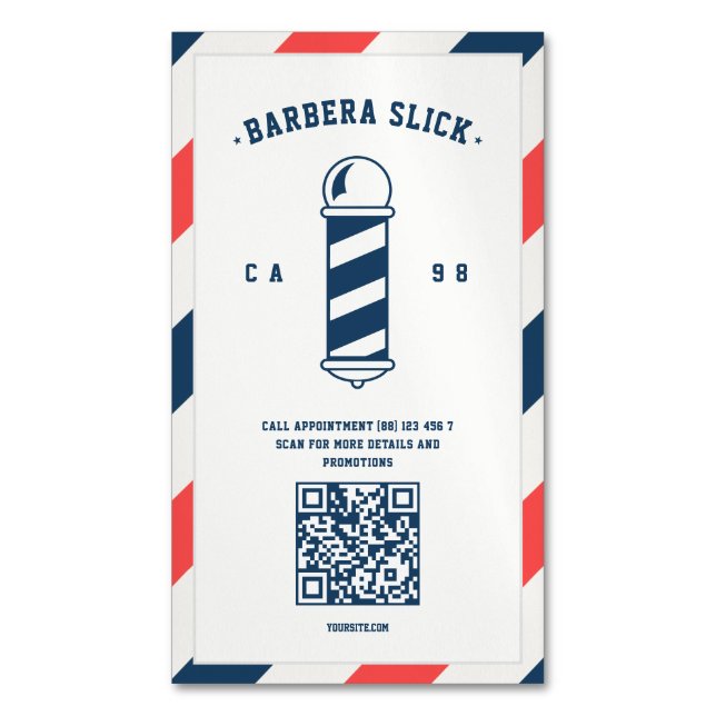 Tarjeta De Visita Magnética Barbería de Barbería Moderna (Frente vertical)