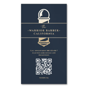Tarjeta De Visita Magnética Barbería de Barbería Moderna, Barbería de Polo QR