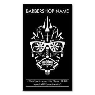 Tarjeta De Visita Magnética barbería punk calavera
