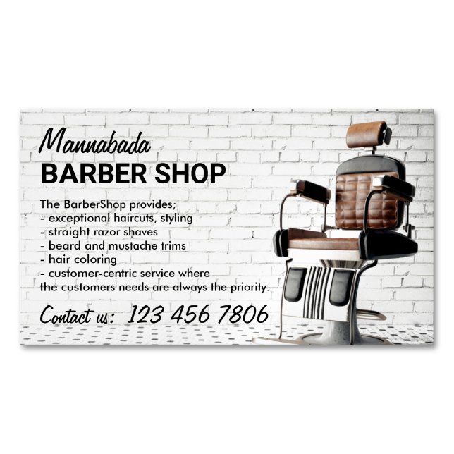 Tarjeta De Visita Magnética Barbería Retro (Anverso)